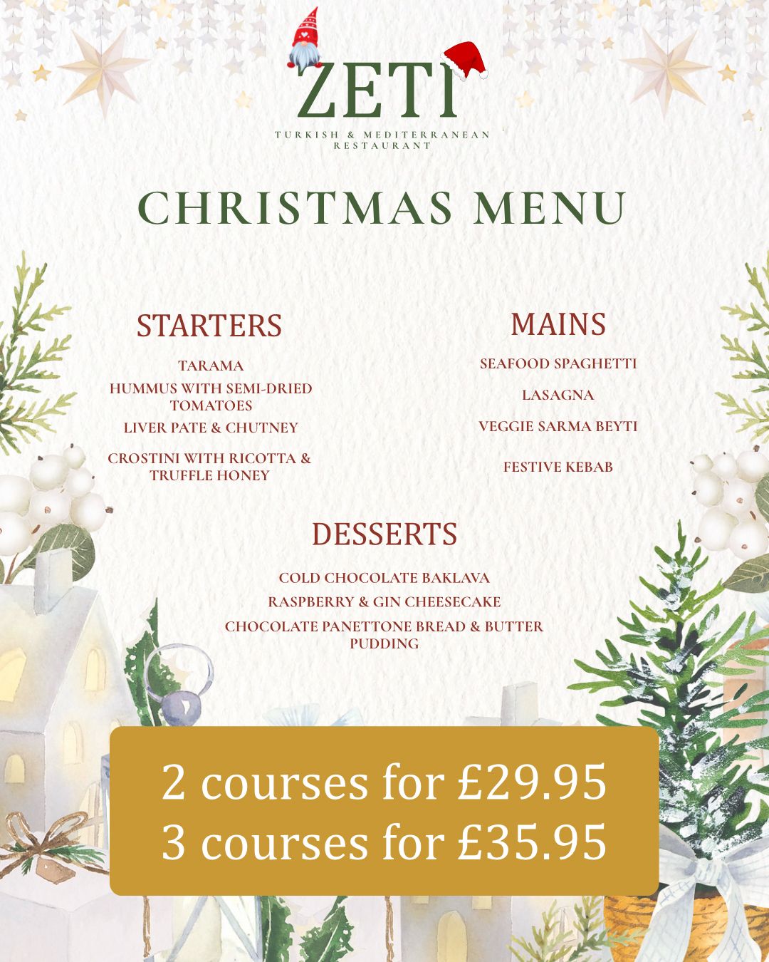 Christmas menu